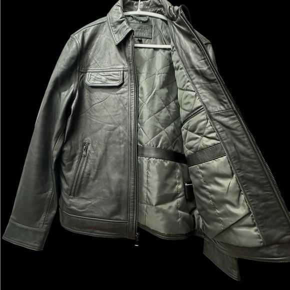 Perry Ellis Portfolio genuine leather Bomber jacket - Picture 3 of 5